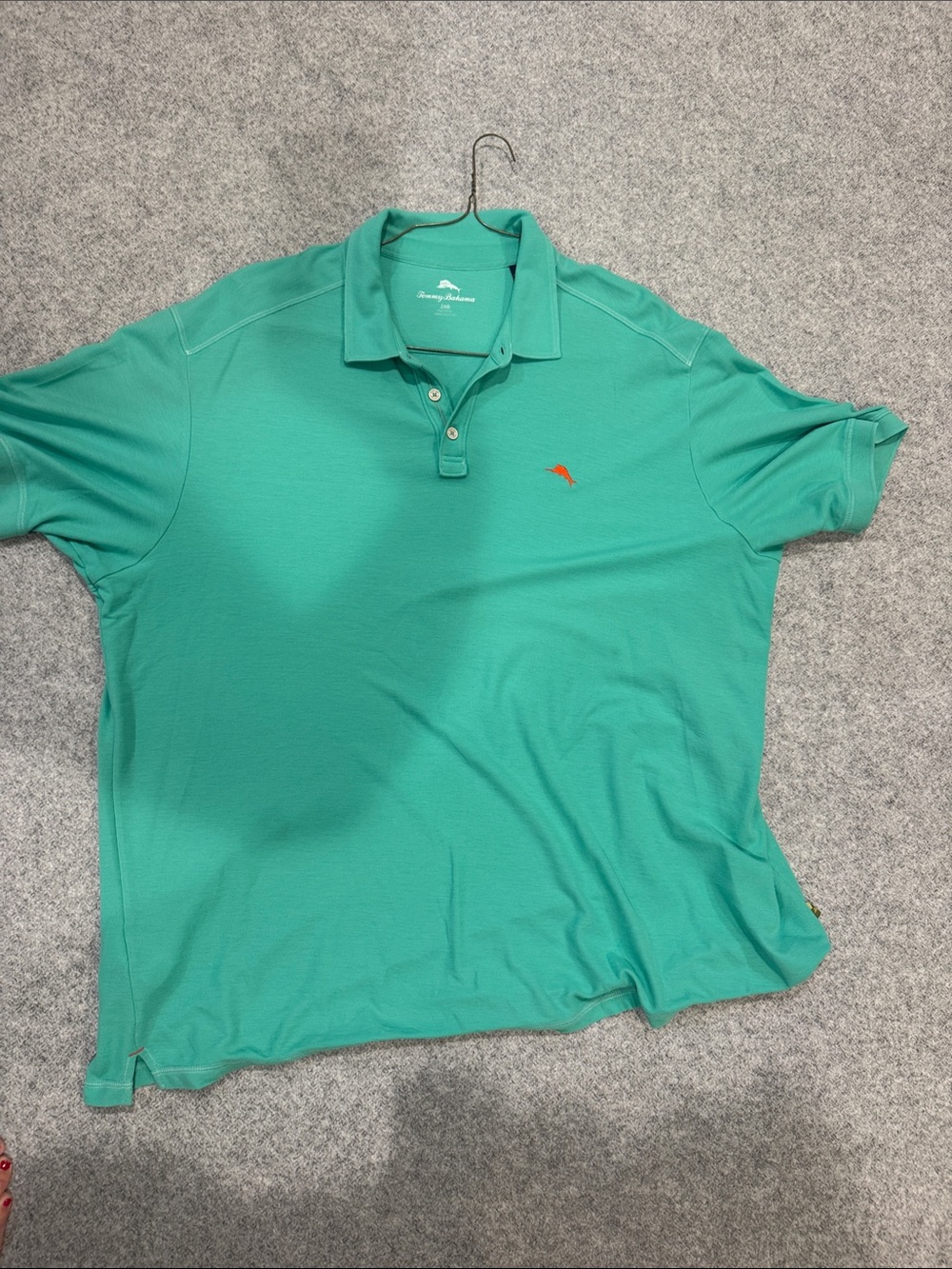 Tommy Bahama Men's Teal Polo with Orange Embroidered Logo